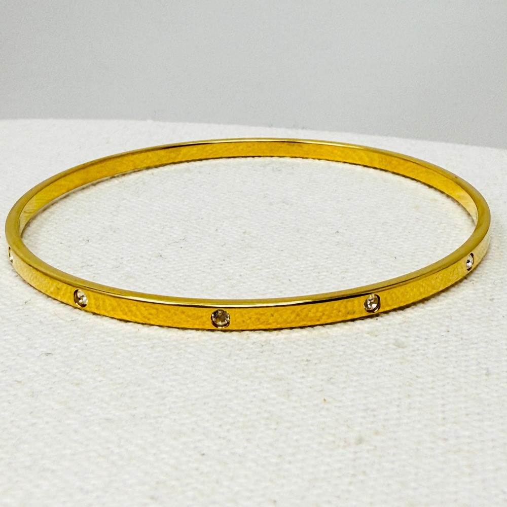 Swarovski Bangle Bracelet‎ with Crystal Accents Gold Tone Stackable Minimal